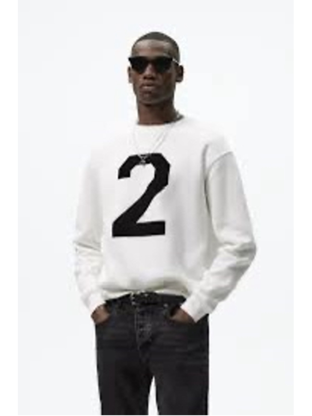 Zara x Steve McQueen "2" Collab Sweatshirt Mens Size M White Black Streetwear